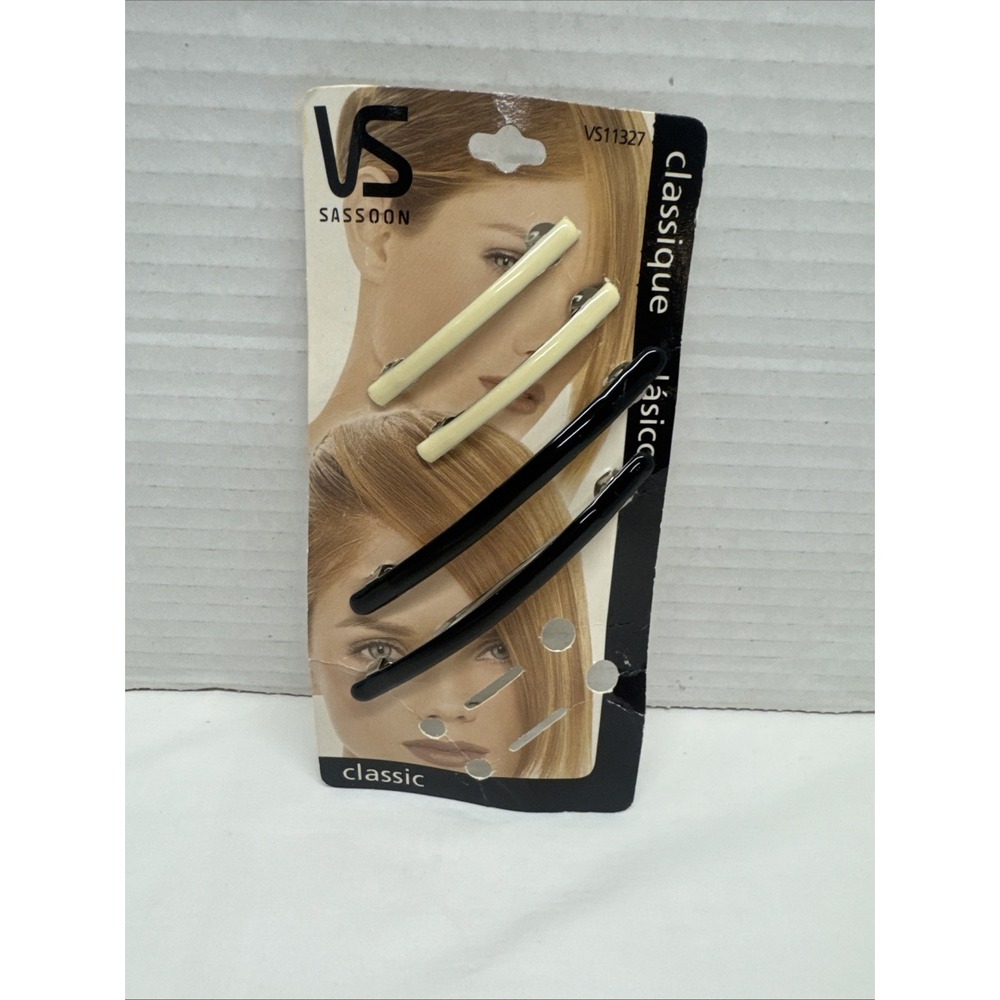 Vidal Sassoon Barrettes French Bar Clips Black Ivory 4 Pack Y2K 2000s